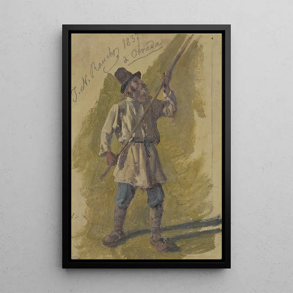 Russian peasant painting at work - Johann Nepomuk Rauch — framed artwork on a wall