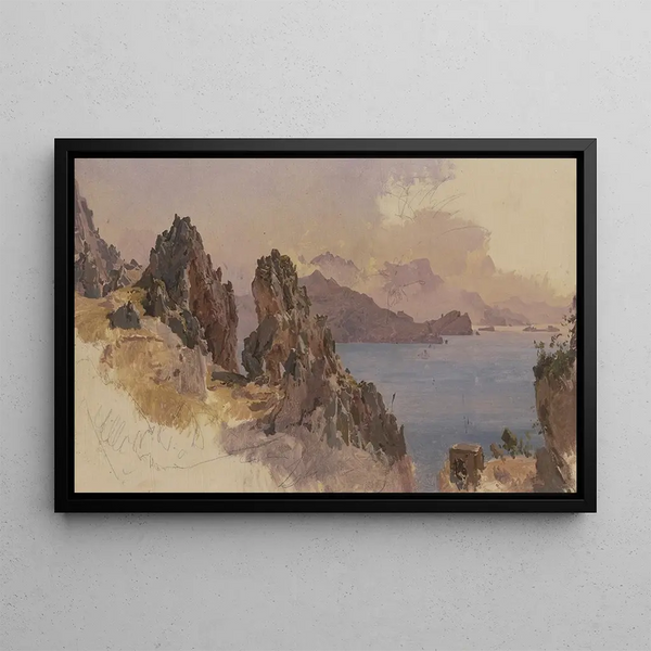 the rocky coast of southern Italy - Johann Nepomuk Rauch — framed artwork on a wall