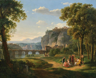 an Arcadian landscape with a bridge - Johann Nepomuk Schadlberger — artwork view