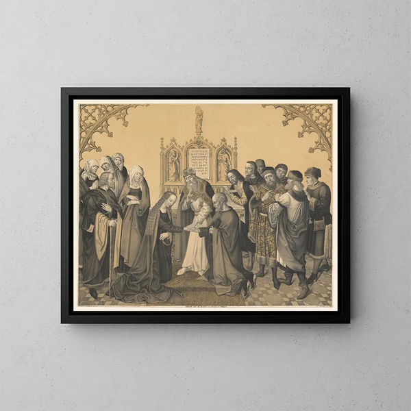 Marriage of Joseph and Mary - Johann Nepomuk Strixner — framed artwork on a wall
