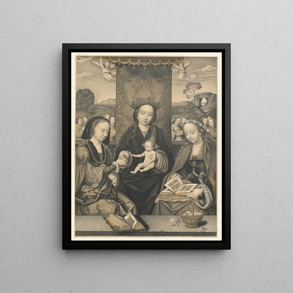 Marie with the Child and Two Holy Women - Johann Nepomuk Strixner — framed artwork on a wall
