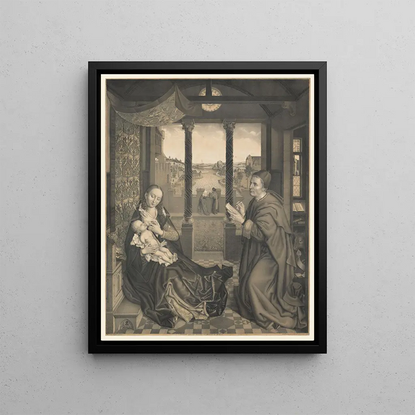 Saint Luke drawing Mary with the Child - Johann Nepomuk Strixner — framed artwork on a wall