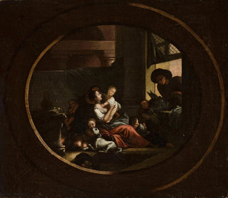 Family scene in an interior - Johann Niedermann — artwork view