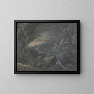 Mountain landscape with castles - Johann Nikolaus Gassner — framed artwork on a wall