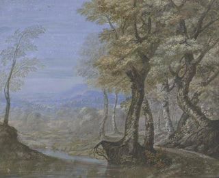 Summer landscape painting with a view through a beech forest - Johann Nikolaus Gassner — artwork view