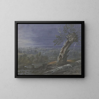 Landscape painting with rainbow - Johann Nikolaus Gassner — framed artwork on a wall