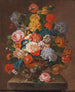 a bouquet of flowers with a bird's nest - Johann Oberer — artwork view