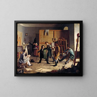 Studio Scene - Johann Peter Hasenclever — framed artwork on a wall