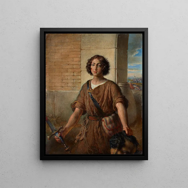 David with the Head of Goliath - Johann Peter Krafft — framed artwork on a wall