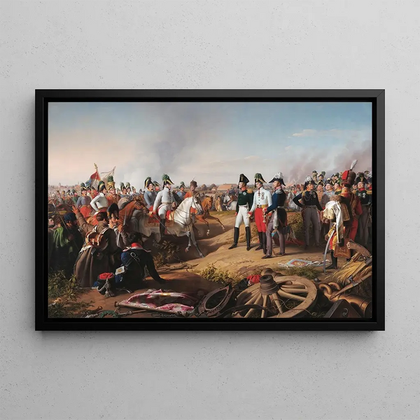 Victory Declaration Painting after the Battle of Leipzig on October 18, 1813 - Johann Peter Krafft — framed artwork on a wall