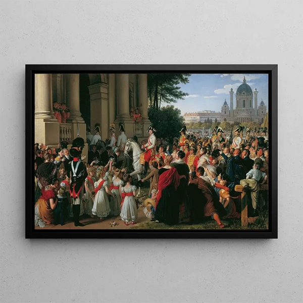 L'Entrée de l'Empereur François Ier à Vienne après la Paix de Paris le 16 juin 1814 - Johann Peter Krafft — framed artwork on a wall