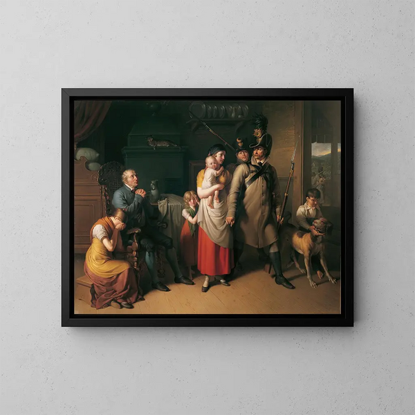 The Return of the Landwehrmann - Johann Peter Krafft — framed artwork on a wall