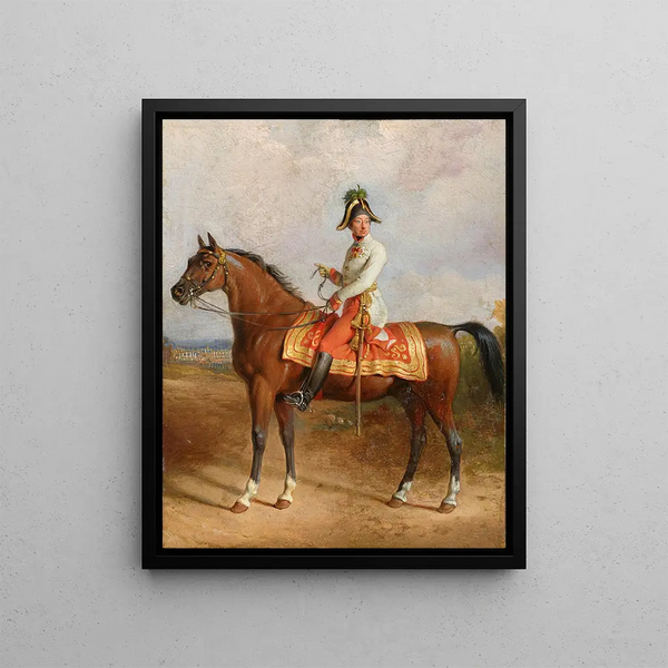 L'archiduc Carl à cheval - Johann Peter Krafft — framed artwork on a wall