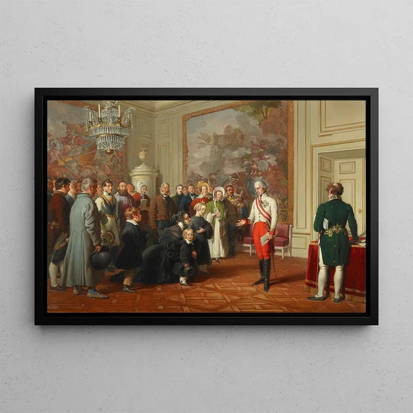 L'Empereur François Ier grants a general audience - Johann Peter Krafft — framed artwork on a wall