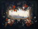 Flower Still Life in a Cartouche with a Garland and View of a Seaport - Johann Rudolf Bys — artwork view
