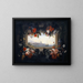 Flower Still Life in a Cartouche with a Garland and View of a Seaport - Johann Rudolf Bys — framed artwork on a wall