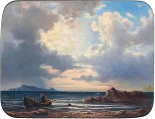 A fishing boat on the shore with seagulls - Johann Rudolf Rapp — artwork view