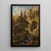 Landscape painting with rocky cave, torrent, and characters - Johann Samuel Hetzendorf — framed artwork on a wall