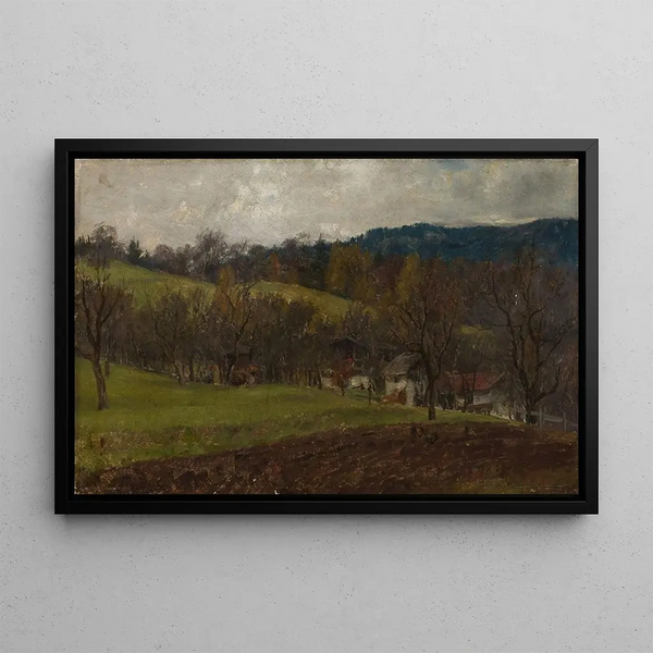 Autumn Landscape Painting - Johann Sperl — framed artwork on a wall