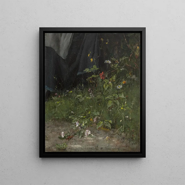 Flowers by the Roadside - Johann Sperl — framed artwork on a wall