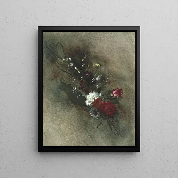Bouquets de fleurs - Johann Sperl — framed artwork on a wall