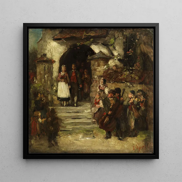 The Franconian Marriage - Johann Sperl — framed artwork on a wall