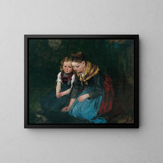 Mother and Child - Johann Sperl — framed artwork on a wall