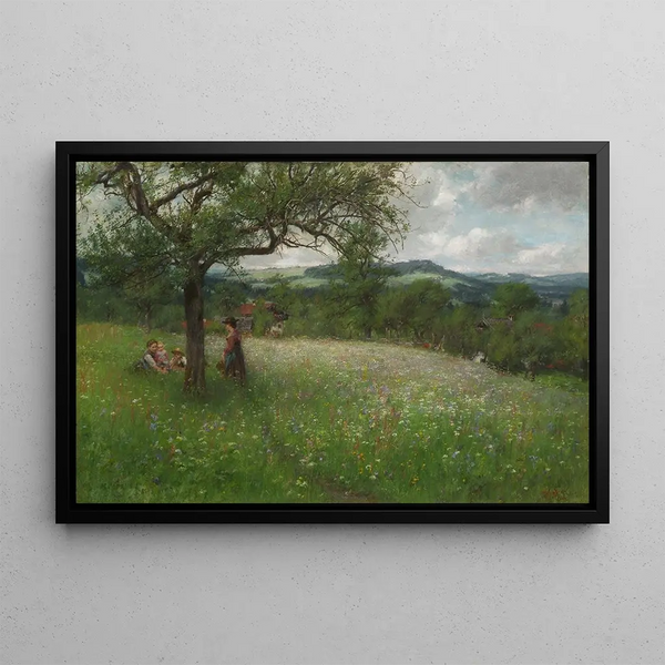 Summer Day Painting at Kutterling - Johann Sperl — framed artwork on a wall