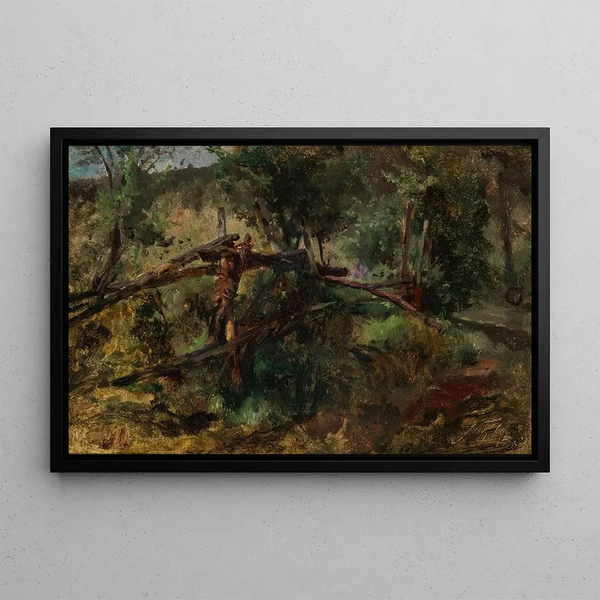 Forest Path with Fence - Johann Till the Younger — framed artwork on a wall