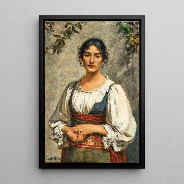 A Sicilian Woman - Johann Victor Krämer — framed artwork on a wall