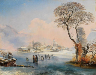 Ice skating on Lake Wörthersee - Johann Werner — artwork view