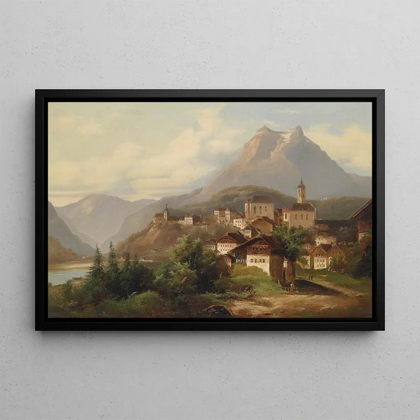Vue sur le Pilatus avec Tomlishorn - Johann Wilhelm Jankowski — framed artwork on a wall