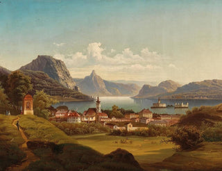 Gmunden with Ort Castle at Traunsee - Johann Wilhelm Jankowsky — artwork view