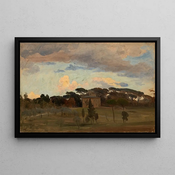La Casina di Raffaello dans le parc de la Villa Borghese - Johann Wilhelm Schirmer — framed artwork on a wall