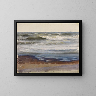 Rupture de mer sur la côte de Normandie - Johann Wilhelm Schirmer — framed artwork on a wall