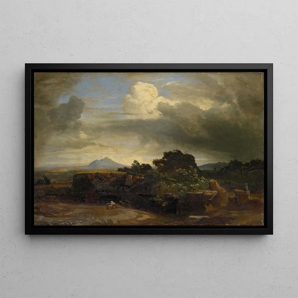 Storm in the Roman countryside - Johann Wilhelm Schirmer — framed artwork on a wall