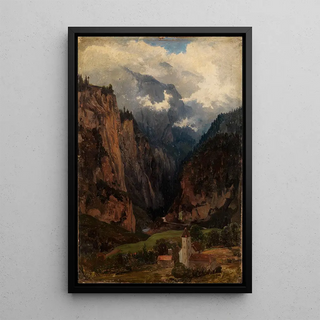 Johann Wilhelm Schirmer - Via Mala mit Kirche im Vordergrund.webp