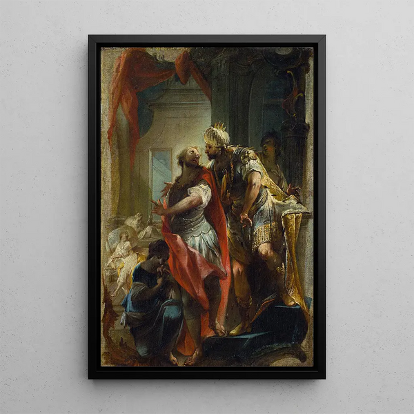 Saint Samson with Emperor Justinian - Johann Wolfgang Baumgartner — framed artwork on a wall