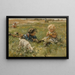 Landscape painting with children playing in a field with a goat - Johann Zoetelief Tromp — framed artwork on a wall