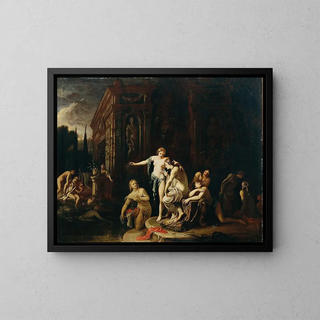 Diane et Callisto au bain - Johann von Spillenberger — framed artwork on a wall