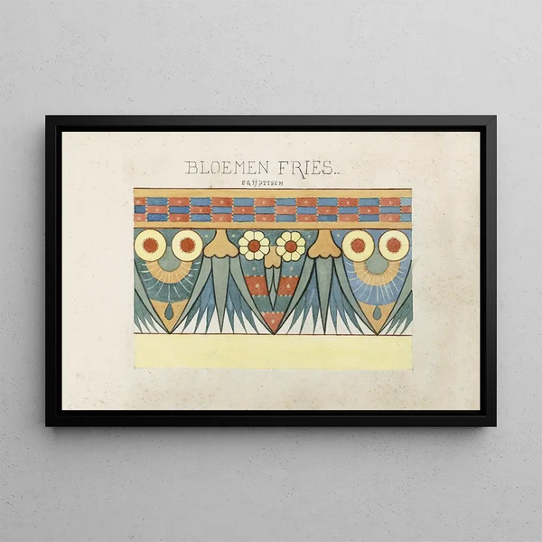 Egyptian Flower Frieze Painting - Johanna van de Kamer — framed artwork on a wall