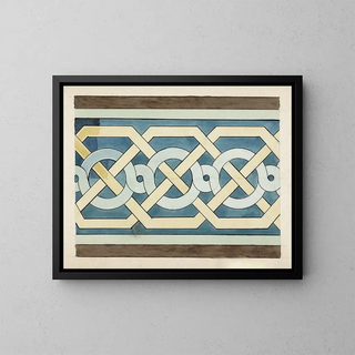 Roman band motif painting with interlacing - Johanna van de Kamer — framed artwork on a wall