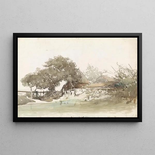 Farms in Waalsdorp - Johannes Bosboom — framed artwork on a wall