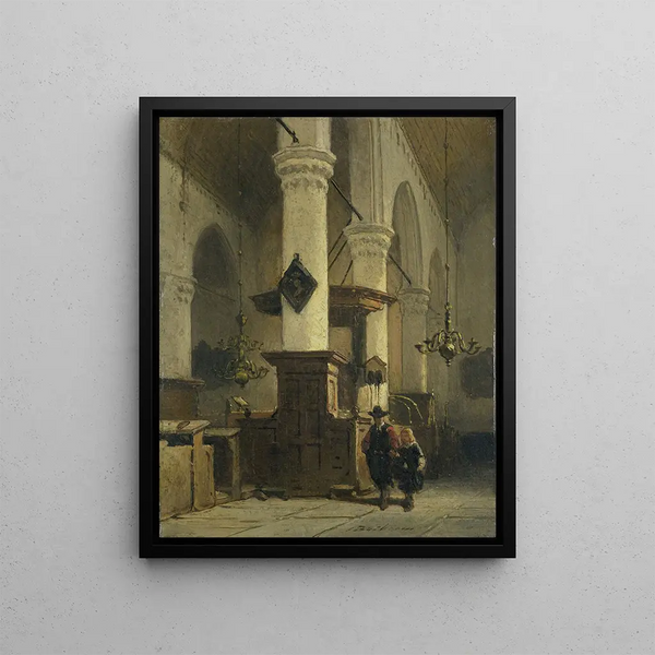Interior of the church - Johannes Bosboom — framed artwork on a wall