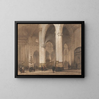 View of the Saint-Laurent Church in Rotterdam - Johannes Bosboom — framed artwork on a wall
