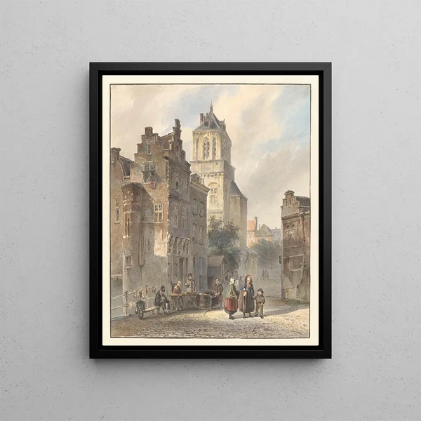 View of Delft City Hall - Johannes Bosboom — framed artwork on a wall