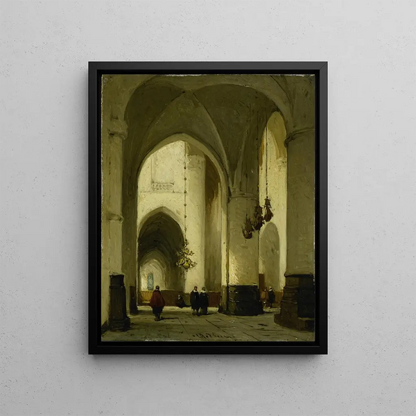 Interior of Saint Bavo's Church in Haarlem - Johannes Bosboom — framed artwork on a wall