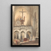 Interior church painting with mass - Johannes Bosboom — framed artwork on a wall