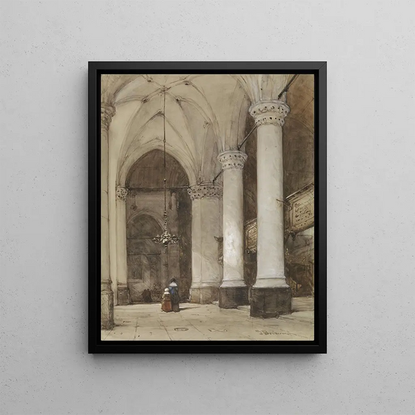 Nef south of the Great Church of The Hague - Johannes Bosboom — framed artwork on a wall
