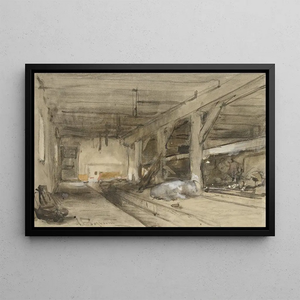 Interior Stable Painting - Johannes Bosboom — framed artwork on a wall